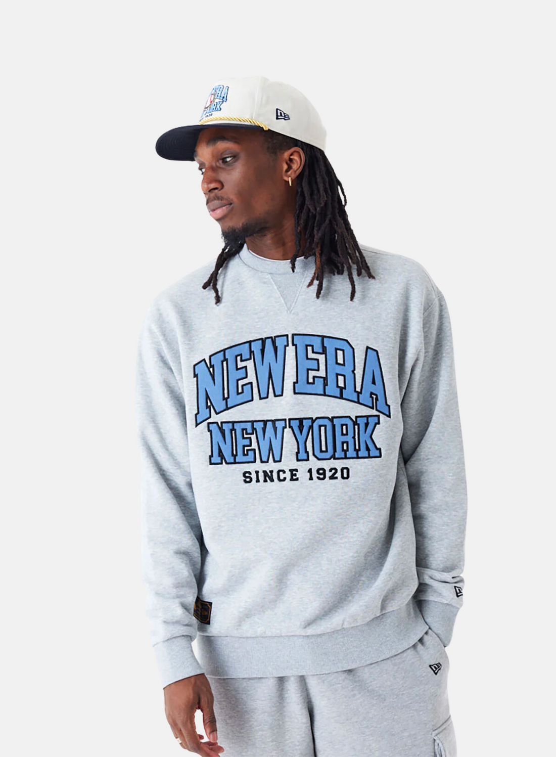 New Era Arch Graphic Crew Neck Sweatshirt Grey - Hympala Store 