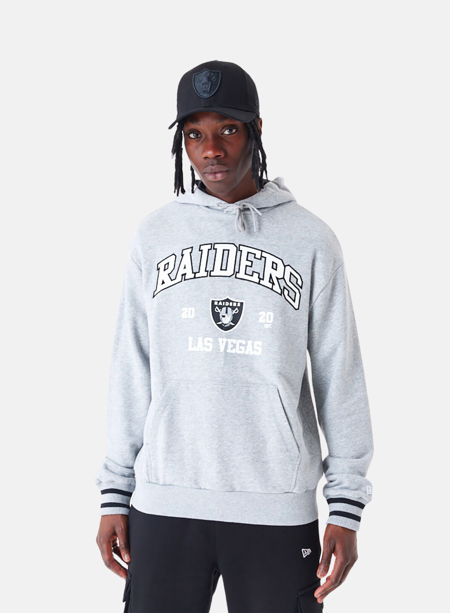 New Era Las Vegas Raiders NFL Grey Oversized Pullover Hoodie - Hympala Store 