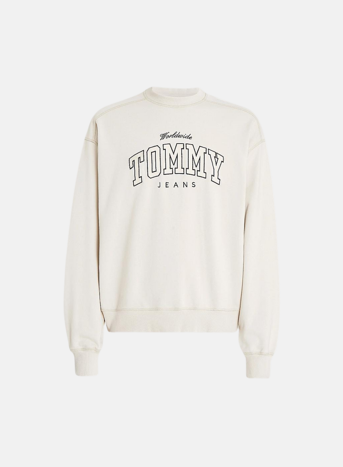 Tommy Jeans Boxy Varsity Sweatshirt Ecru - Hympala Store 