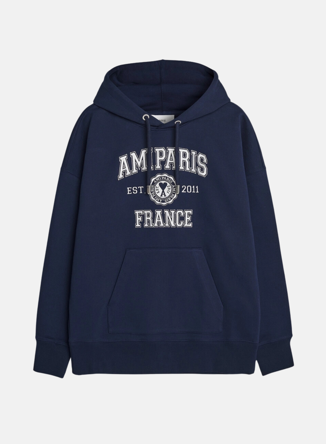 Ami Paris Collage Logo-Printed Hoodie Navy - Hympala Store 