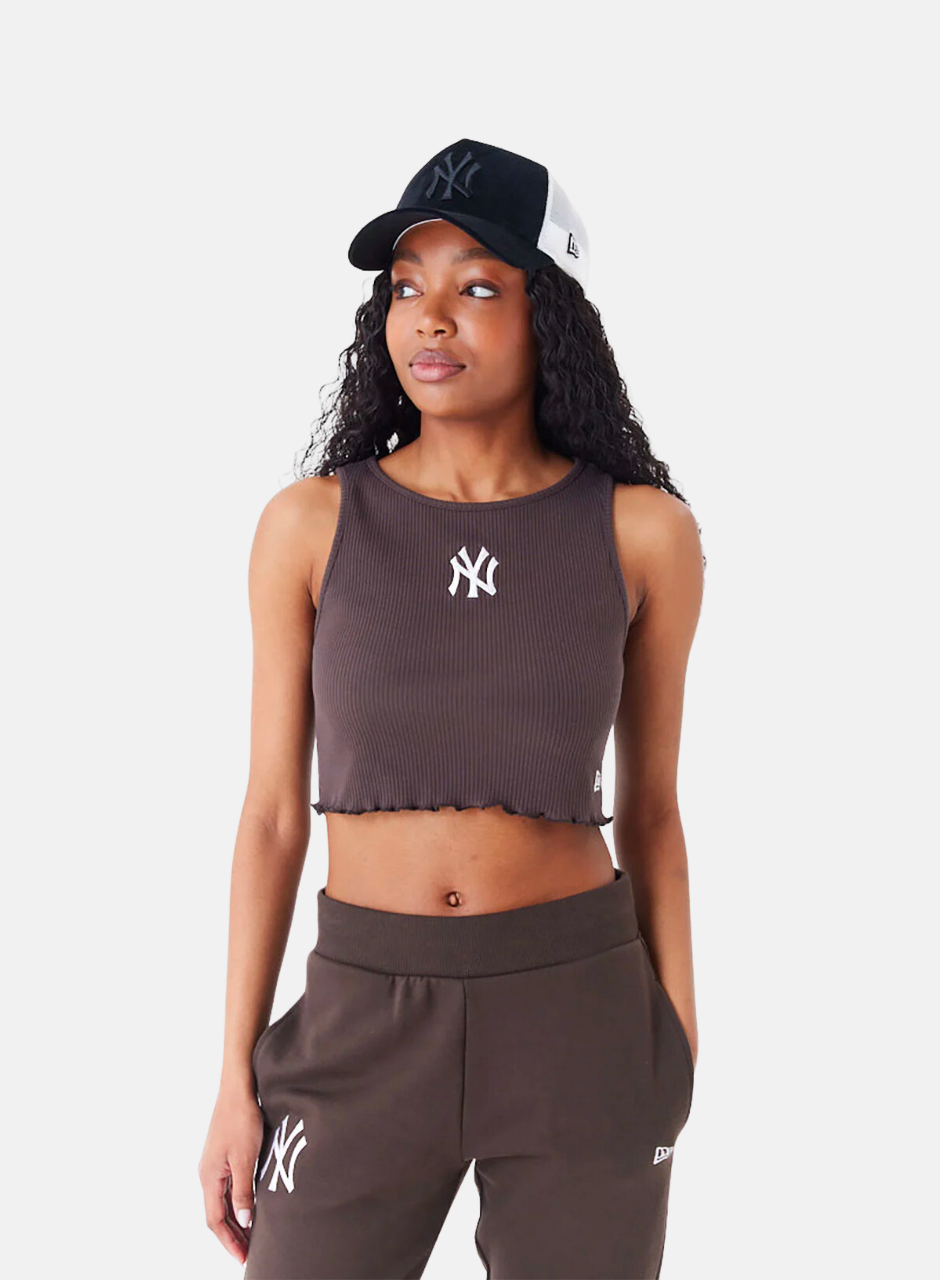 New Era NY Yankees MLB Crop Tank Top Brown - Hympala Store 