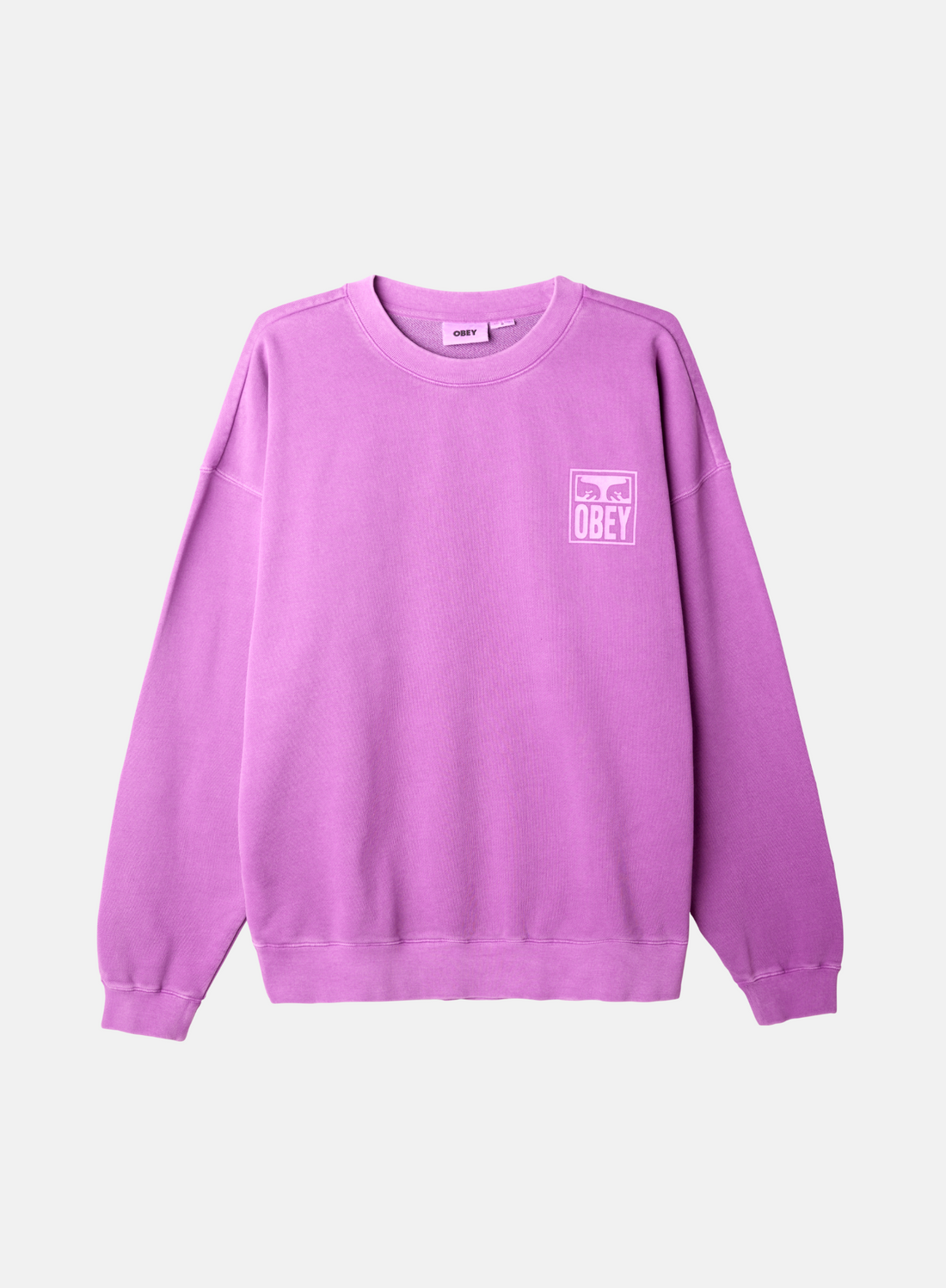 OBEY Icon Eyes Pig. Dyed Crewneck Pink - Hympala Store 