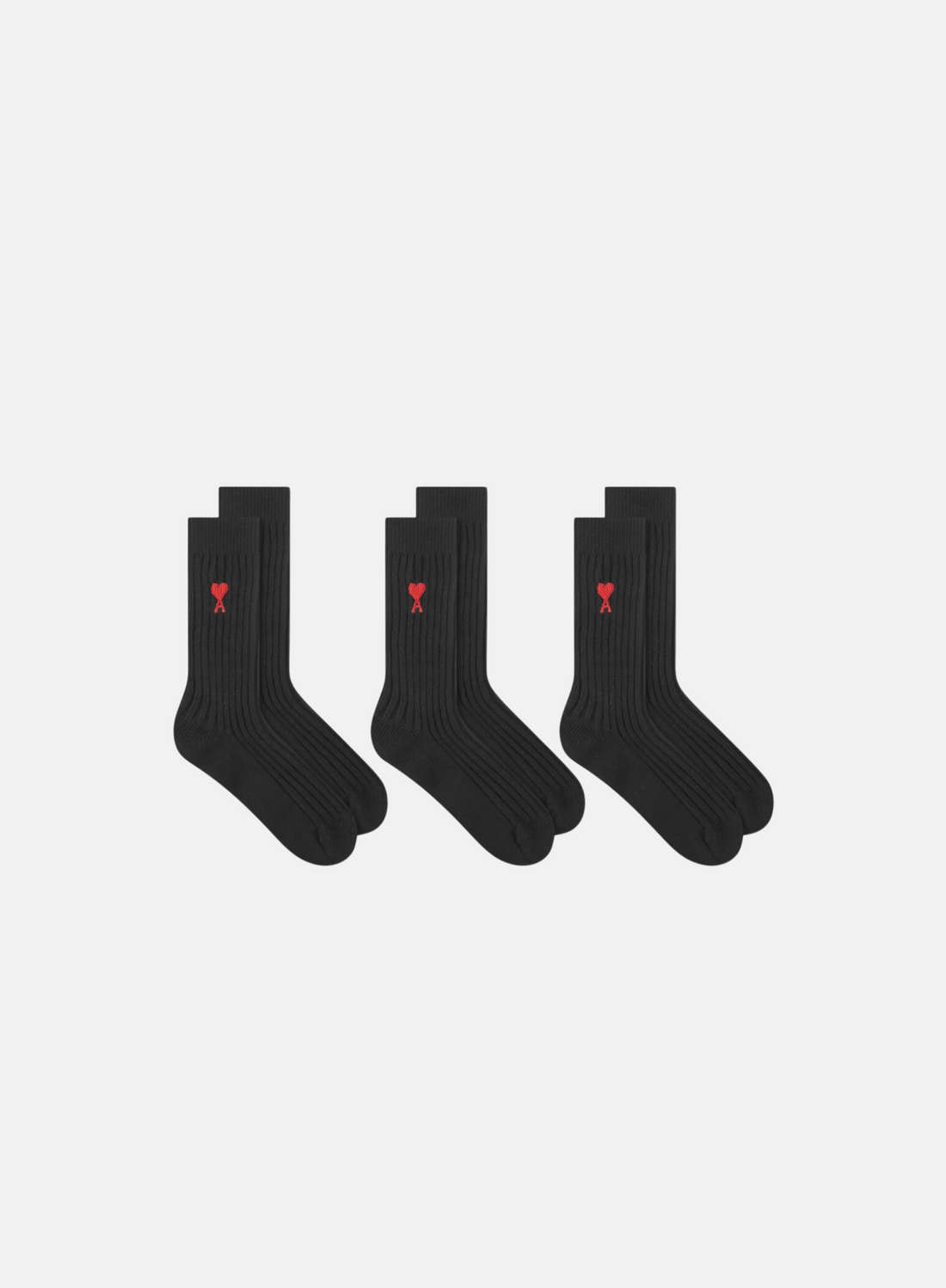 Ami Paris Ami De Coeur Socks Black (3-pack) - Hympala Store 