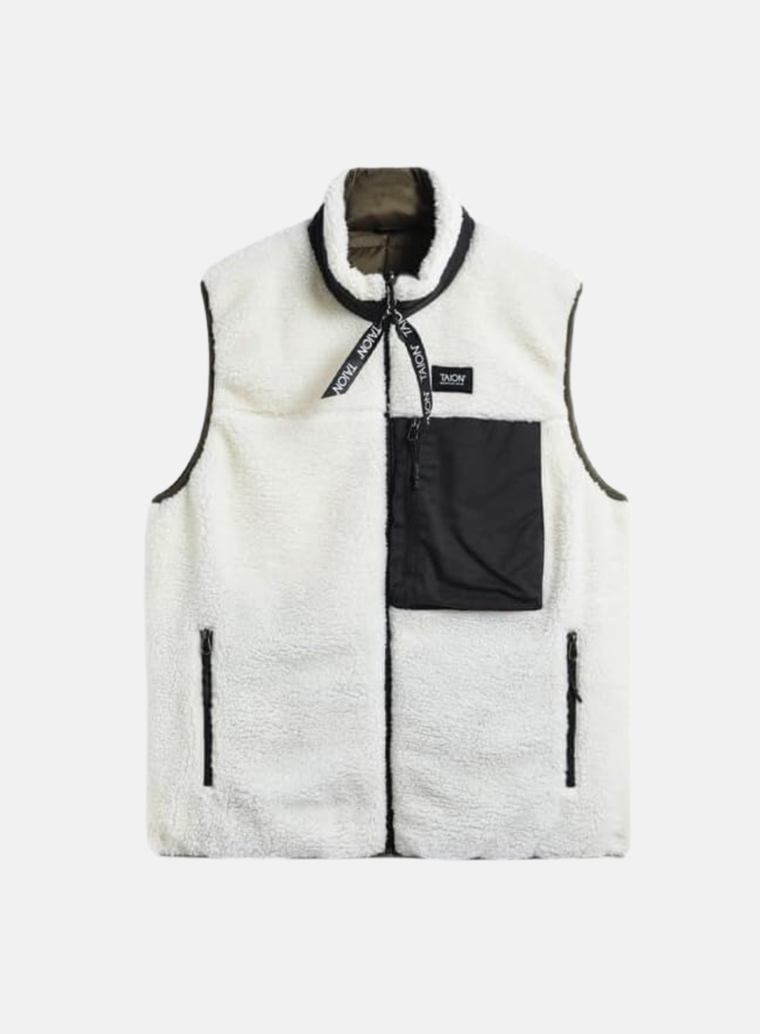 Light Down Hi-Neck Vest Olive/Ivory