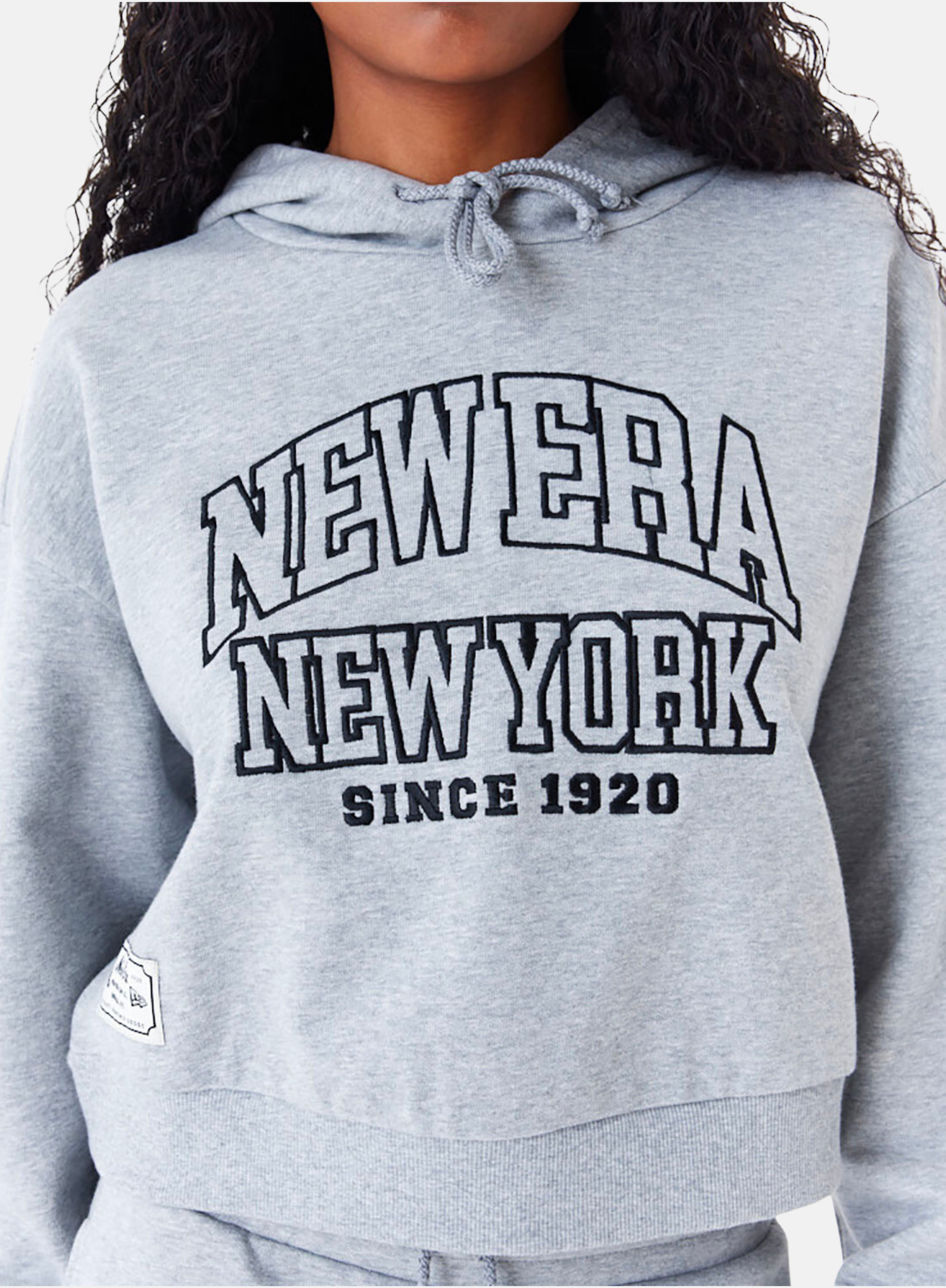 New Era Womens Arch Wordmark Crop Pullover Hoodie Grey - Hympala Store 