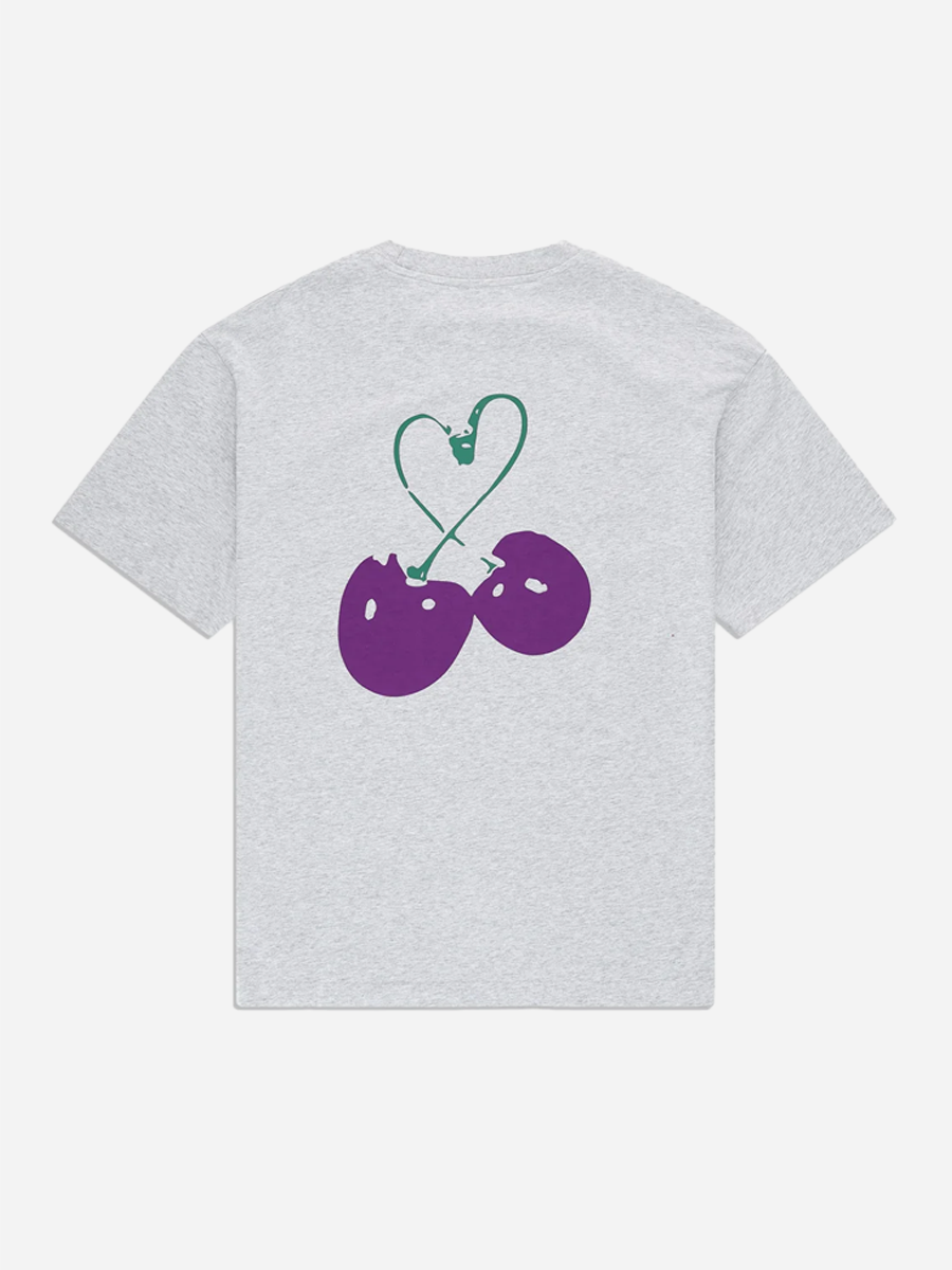 Purple Cherries Tee Melange Grey