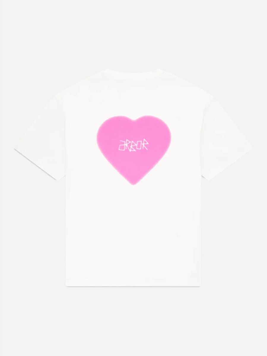 Pink Faded Heart Tee White