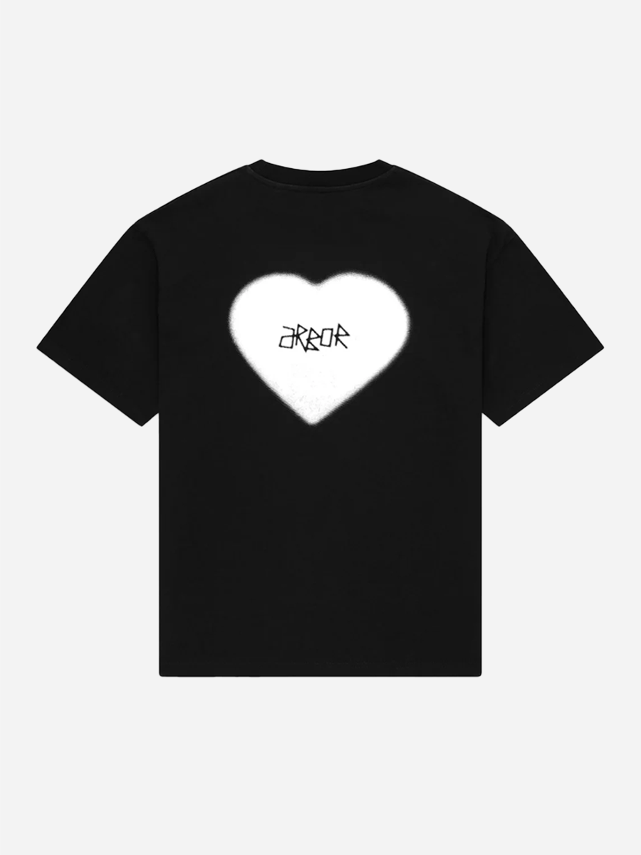 White Faded Heart Tee Black