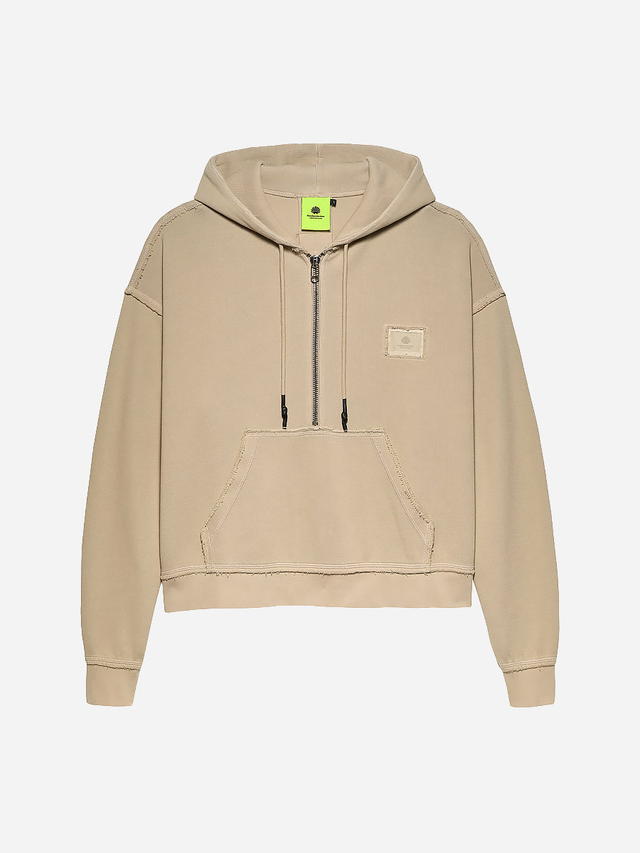 Half Zip Hoodie Warm Sand