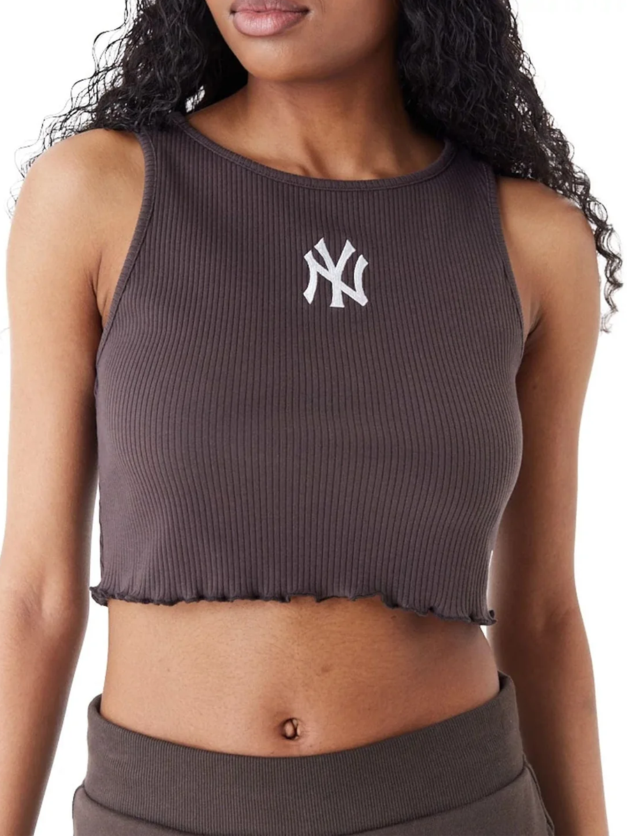 NY Yankees MLB Crop Tank Top Brown