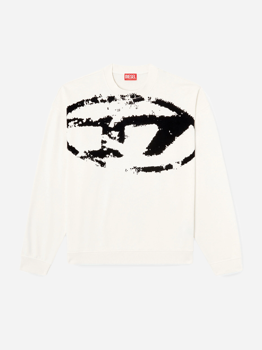 Distressed Flocked Logo Sweater