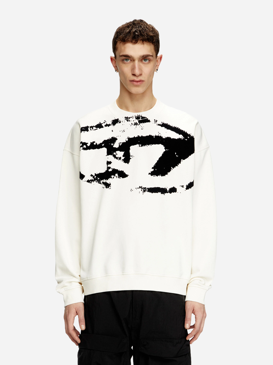 Distressed Flocked Logo Sweater